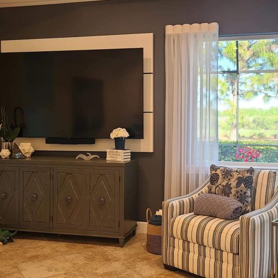 Elegant living room interior with modern design by Steele Design Solutions in Naples FL.