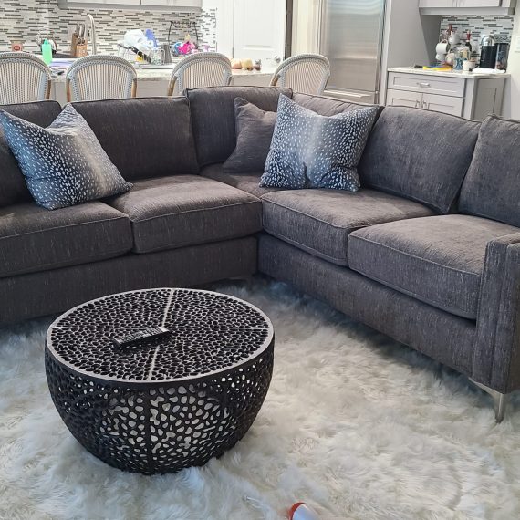 Staged living room designed by Steele Design Solutions in Naples, Florida.